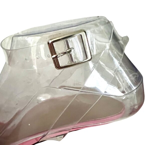 Barbie Pink Glitter Bow Open Toe Heels Block Heel Sandals Size 9 41 Prom Formal - Picture 7 of 11